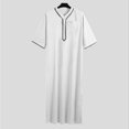 thumbnail image 4 of XDZJLR T-Shirts pour Hommes Décontractés Amples Musulmans Arabes Dubai Robe Manches Mi-Longues Bouton Rétro, 4 of 4