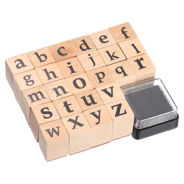 Unique Bargains 1 Set Letter Stamps Wood Rubber Stamp, Character a to Z Alphabet Stamps Wooden Stamp Stamper, Style 1