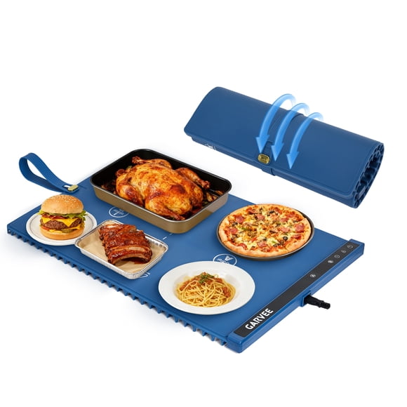 Tapis Chauffant pour Aliments 24x15 Pouces avec Verrouillage pour Enfant, Plateau Chauffant Électrique à Double Zone en Silicone, Minuterie Flexible 1-3 H et 6 Réglages de Température, Chauffe-Aliments Portatif Facile à Nettoyer pour Fête, Buffet et Usage Quotidien à la Maison