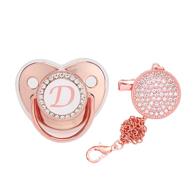 XZNGL Baby Pacifier 26 Letter Name Initial Clip Silicone Infant Nipple Bling Newborn Pacifier