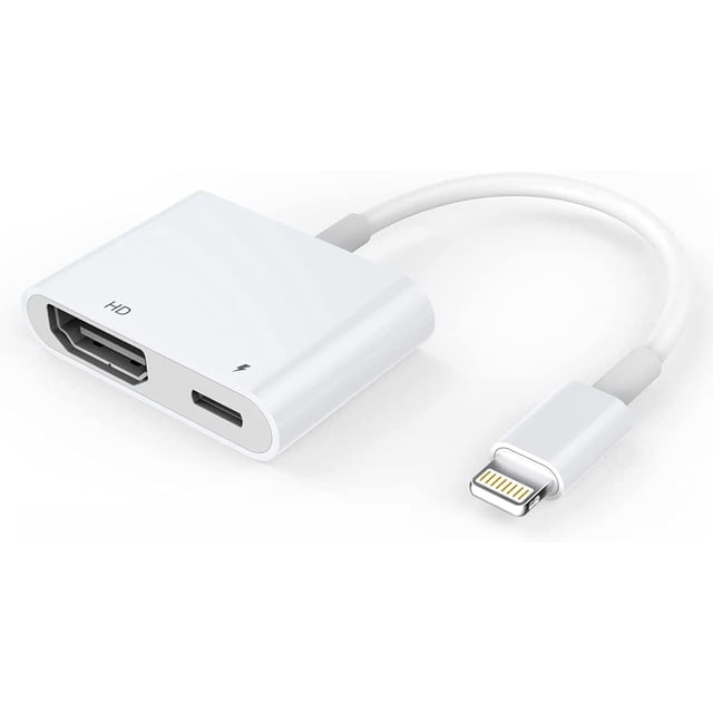 Adaptateur HDMI pour iPhone 1080P Lightning, Adaptateur AV Numérique Présentant un design Blanc compact avec un port HDMI et un Connecteur Lightning. Prend en Charge l'Écran HD 1080P Complet pour la Mise en Miroir de Contenu vers Téléviseurs, Moniteurs Ou Projecteurs. Compatible avec Divers Modèles iPhone et iPad. Idéal pour les Présentations, le Divertissement et l'Extension de l'Espace de Travail.