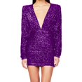 thumbnail image 2 of Pisexur Robes pour Femmes Robe de Cocktail à Col en V Profond Robe de Soirée à Paillettes de Mode Robe de Boîte de Nuit de Fête Tunique Dos Ouvert Robes de Retour à la Maison Robe Élégante pour Invitée de Mariage Robe Midi, 2 of 6