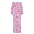 thumbnail image 3 of TIMIFIS Pyjama Grande Taille pour Femmes Ensemble Valentines Day Détente Mignon Imprimé Cœur Col Rond Manches Longues avec Pantalon Ensembles de Pjs Ensembles de Pyjamas pour Dames, 3 of 3