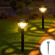 1 Pack Solar Garden Lights, Outdoor IP65 Waterproof Solar Pathway Lights, Stainless Steel Super Brightness LED Landscape Lighting for Walkway Patio Yard Lawn Driveway Lighting Decor,Warm Light