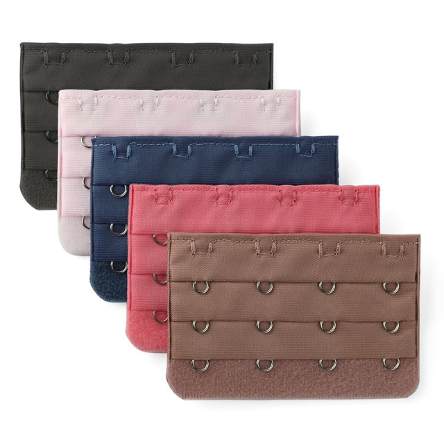 INSPIRE CHIC Women's 3 x 4 Hooks Bra Extender Extension Strap Multi Color Bra Band 5 Pcs Multi-Color