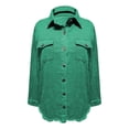thumbnail image 2 of Yubnlvae Veste-Chemise en Denim Vert Délavé Mode Décontractée pour Femme, m, 2 of 3