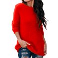 thumbnail image 1 of Innerwin Hauts Tricotés Manches Longues Pull Femme Vêtements de Détente Col Rond Tunique Ample Blouse Rouge TTP, 1 of 6