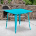 thumbnail image 2 of 31.5'' Square Crystal Teal-Blue Metal Indoor-Outdoor Table, 2 of 3