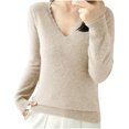 thumbnail image 2 of EGNMCR Chandail à Col Rond Mode Femme Décontracté Col Semi-Montant Couleur Unie Ample Base Tricoté Chandail Femme Blouse Polyester, 2 of 4