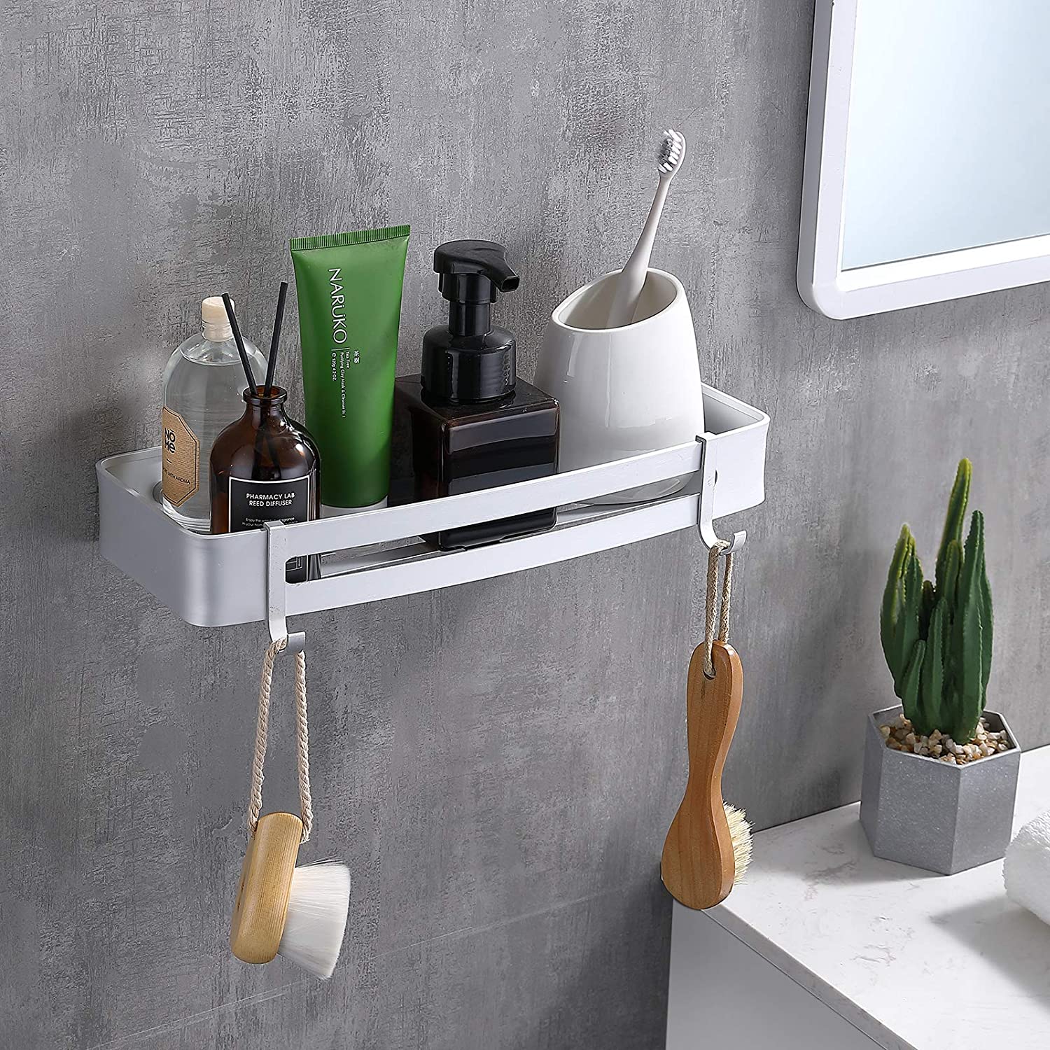 Shower Shelf, Bathroom Shelf Without Drilling, Rustproof Shower Soap Holder, Alu