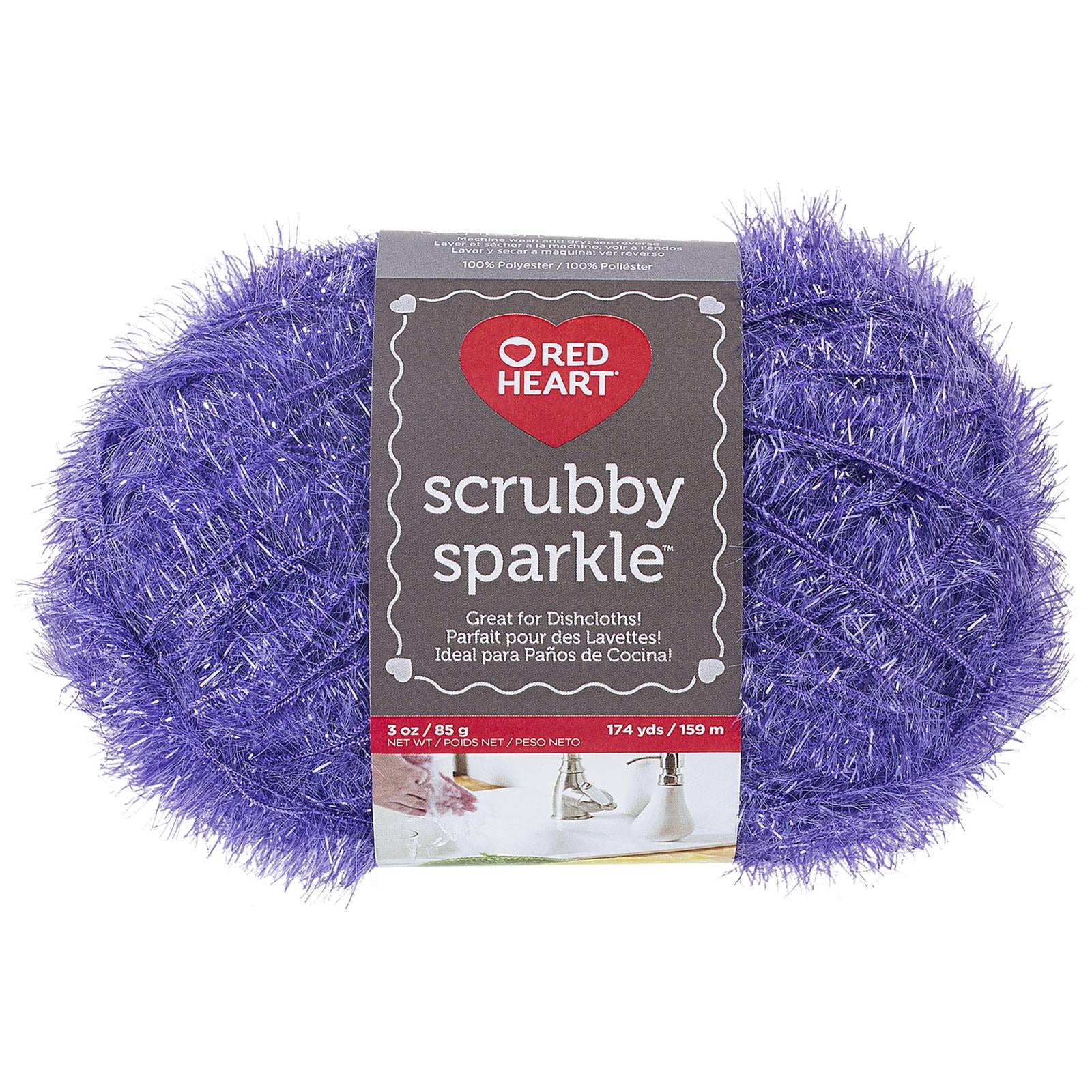 Red Heart® Scrubby Sparkle™ Fil de polyester peigné n° 4 (moyen), raisin, 3 oz/85 g, 174 yards
