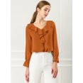 thumbnail image 3 of INSPIRE CHIC Women's Ruffle V Neck Elegant Office Work Chiffon Blouse Top, 3 of 6