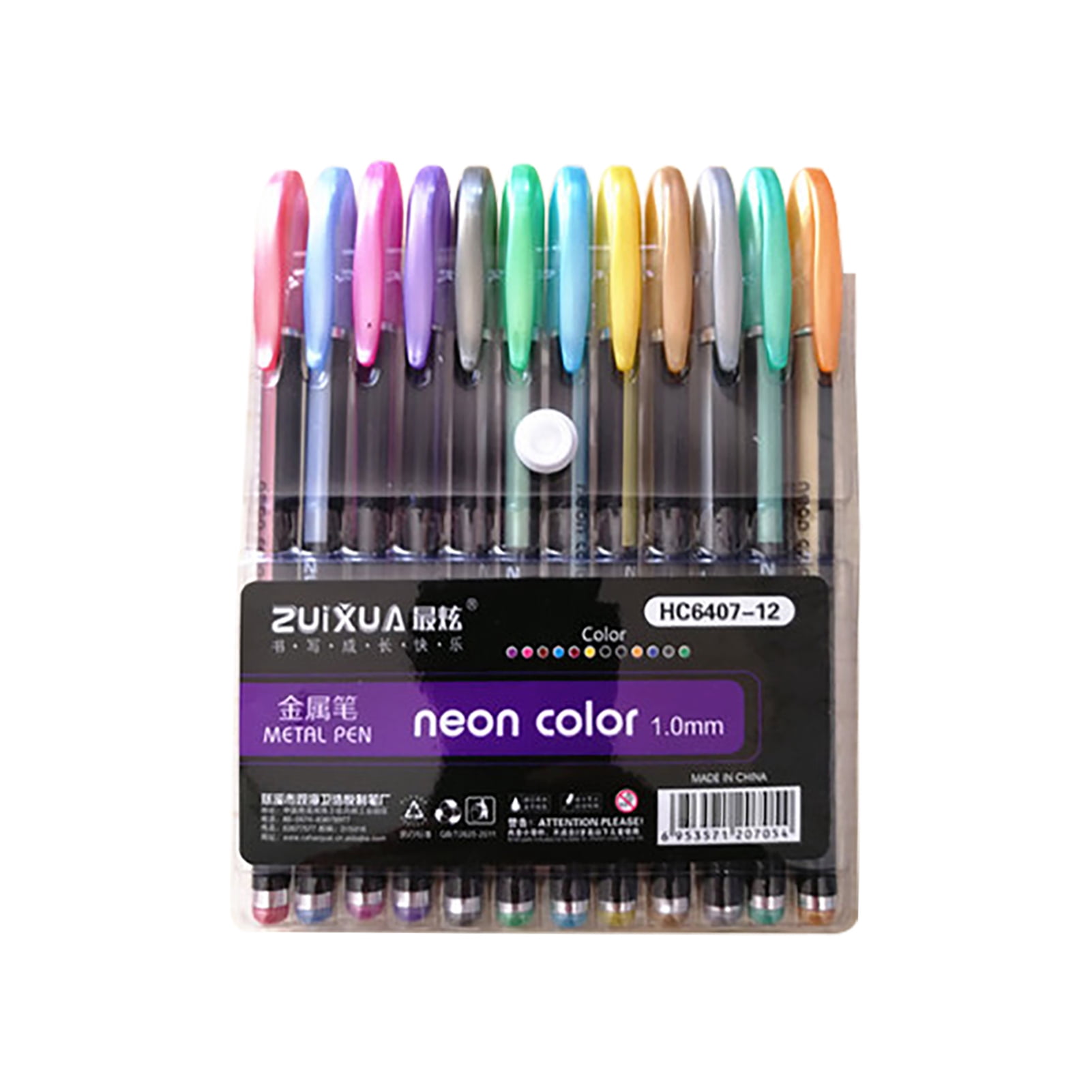 Graflsoa 12-Color Metallic Gel Pens with 1.0mm Tip for Writing, Drawing, and Highlighting