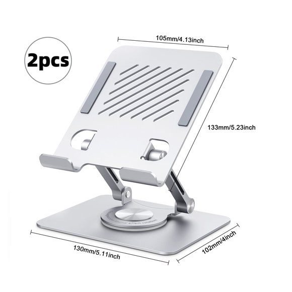 Support pour Tablette pour Bureau, RAOYI Support de Téléphone Réglable et Pliable pour Bureau, Compatible avec Tablette/pad/téléphone et Plus, Argent 2 Pcs