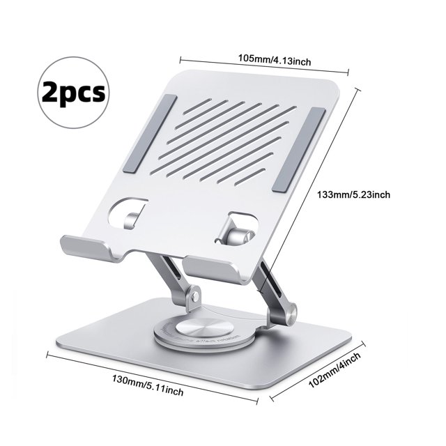 Support pour Tablette pour Bureau, RAOYI Support de Téléphone Réglable et Pliable pour Bureau, Compatible avec Tablette/pad/téléphone et Plus, Argent 2 Pcs