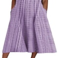 thumbnail image 3 of EIMELI Robes Décontractées à Carreaux pour Femmes Été Col en V Boutonné Robe Midi Ample Robes de Soleil avec Poches Violet G, 3 of 7