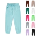 thumbnail image 3 of Big Girls Sweatpants Summer Sports Elastic Solid Breathable Athletic Pant Light Green Spring Trendy Trousers 8-9T, 3 of 3