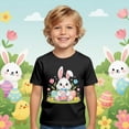 thumbnail image 2 of GDREDA T-Shirts Graphiques de Pâques pour Garçons Doux Décontractés à Manches Courtes Hauts Colorés pour Enfants Noir, 4-5 Ans, 2 of 4