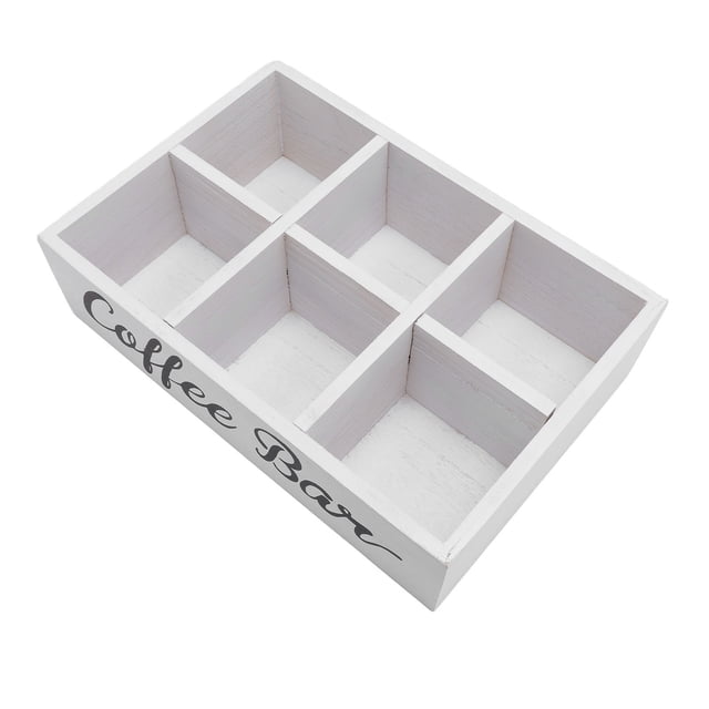 Wooden Coffee Station Organizer Storage Box Tea Bags Pods Holder Farmhouse Decor