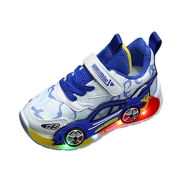 dmqupv Chaussures Légères pour Tout-Petits Fille Garçons Chaussures Confortables Semelle Souple Chaussures de Sport à la Mode Dessin Animé avec Lumières Chaussures de Sport pour Garçons Bleu, Taille US 9
