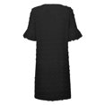 thumbnail image 5 of Cameland Robe d'Été pour Femmes, Couleur Unie, Col en V, Chiffon à Pois, Manches Courtes, Col en V, 5 of 5
