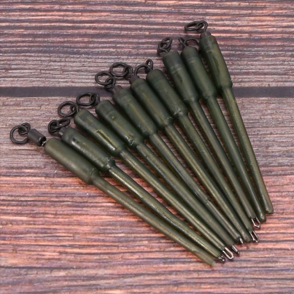 40 Pcs Connecteur de Pêche à la Carpe Émerillons Tube PVA Sacs Tiges Solides Tiges de Sac Insert de Plomb Terminal d'Extrémité Matériel Écrasement, 40*Connecteur, Noir & Vert