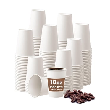 [1000 Pcs] Gobelets à Café en Papier Jetables Blancs de 10oz pour Boissons Chaudes – Étanches, Recyclables, Gobelets à Emporter Sûrs pour les Aliments pour Thé, Espresso, Chocolat Chaud, Bureau et Événements