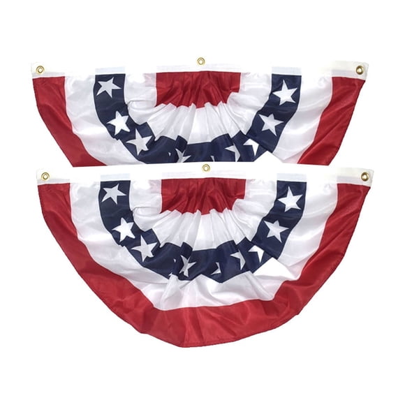 BUTASY American Fanion Plissé, Fanions Patriotiques Demi-Éventail pour l'Extérieur, Toile Étoiles et Rayures American Flag for 4th of July Décorations du Memorial Day