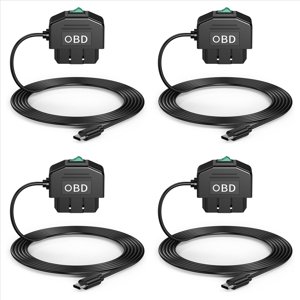 4X Dash Cam OBD Hardwire Kit, Dash Camera USB Type C Hardwire Kit with OBD Power Cable for Dashcam 12-24V to 5V/3A,4 x Vehicle cable,Black