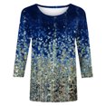 thumbnail image 3 of TIMIFIS Hauts pour Femmes Manches 3/4 Décontractés Coupe Ample Tuniques Col Rond T-shirt Automne P, 3 of 4