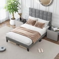 thumbnail image 2 of Costway Full Size Bed Frame Modern Linen Fabric Upholstered Platform Bed with Headboard, 2 of 10