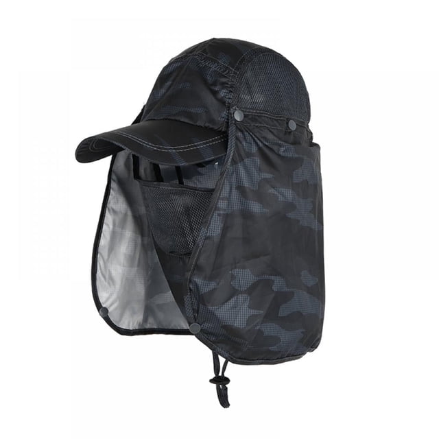Final Clear Out! Sun Caps Fishing Cap Flap Hats Sunshade UV Protection Caps Removable Neck&Face Flap Cover Caps Black