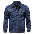 thumbnail image 3 of LOVZFMLL Jackets for Men's Solid Color Button Pocket Slim Fashion Casual Work Denim Jacket, 3 of 3