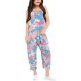 thumbnail image 1 of Girls Overall Bow Print Rompers for Girls Loose Casual Rompers with Pockets Girls Outfit 5-6 Y, 1 of 6