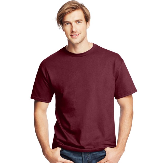 Hanes Mens ComfortSoft 4-Pack Crewneck T-Shirts, M, Maroon