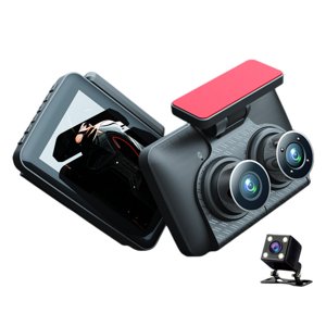 Dash Cam Intérieur avant arrière 3 Chaîne 1080P 4.0 Écran de pouce voiture D nuit vision G-Sensor moniteur de stationnement noir