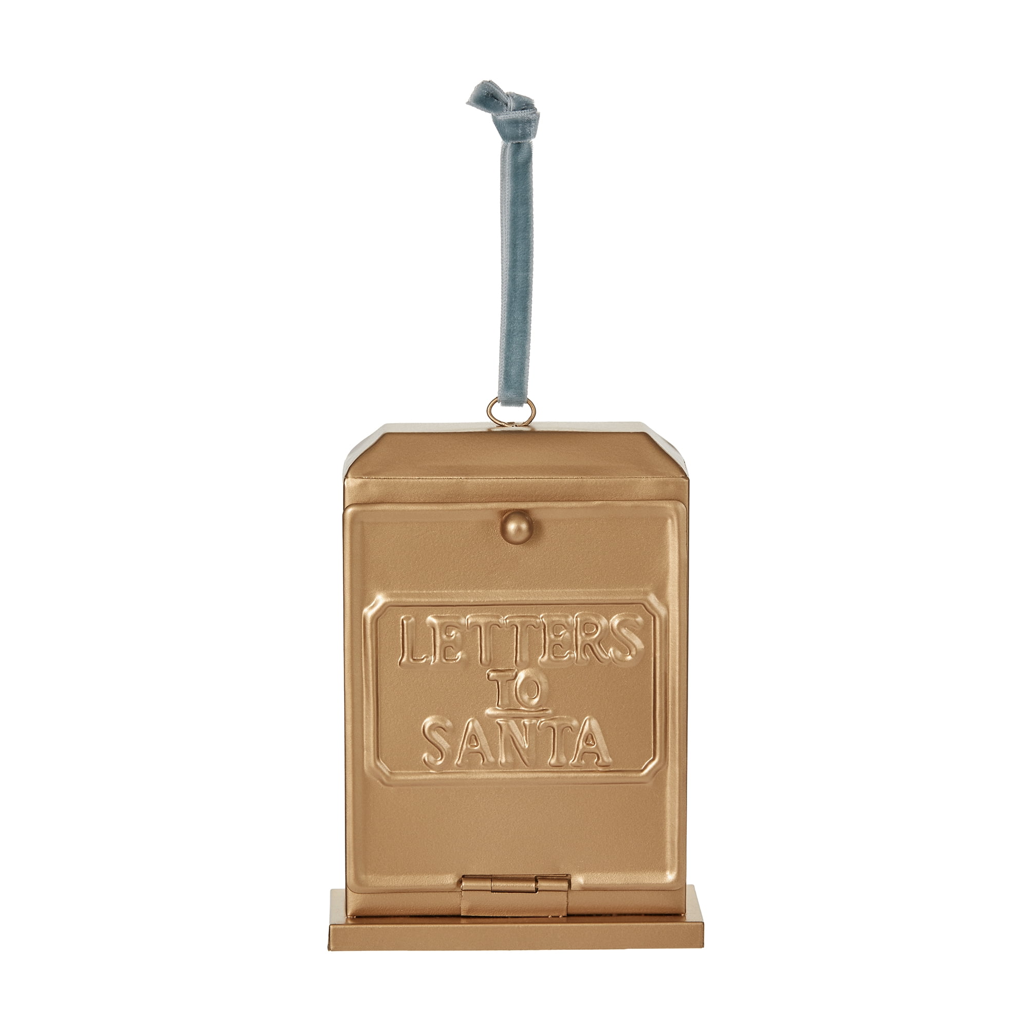Fraiche Santa Mailbox Gold Ornaments 2-Pack