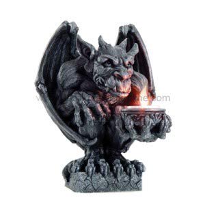 Pacific Giftware PTC 8.5 Inch Gargoyle Figurine Cold Cast Resin Candle Holder, Gray Color