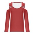 thumbnail image 4 of Yuyuzo Womens Tunic Tops Cold Shoulder Long Sleeve Shirts Loose Solid Color Lightweight Tee Tops, 4 of 5