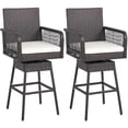 thumbnail image 1 of Costway Tabouret de Bar Pivotant à 360° pour Patio, 2 Pcs, 29 Pouces, avec Accoudoirs et Repose-Pieds Croisés, Cadre en Métal, 1 of 1