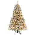 thumbnail image 1 of Costway 6 FT Pre-Lit Christmas Tree 3-Minute Quick Shape Flocked Decor with 300 LED Lights, 1 of 10