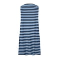 thumbnail image 4 of yoeyez Robes d'Été pour Femmes 2025 Grande Taille Décontractées à Rayures Débardeur Mini Robe d'Été Col Rond Coupe Ample Sans Manches Robe de Vacances Plage avec Poches Bleu Foncé,L, 4 of 5