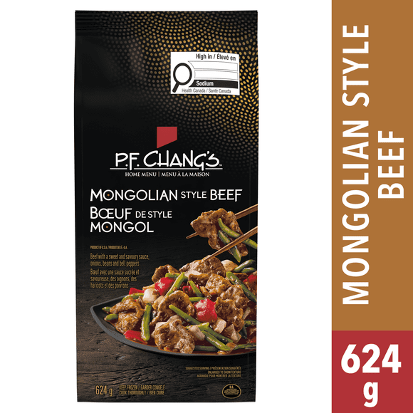 Bœuf de style mongol P.F. Chang’s Menu à la maison repas surgelé, Bœuf dans une sauce soja sucrée avec haricots verts et poivrons rouges, Inspiré des restaurants Bœuf de style mongol repas surgelé, 624g