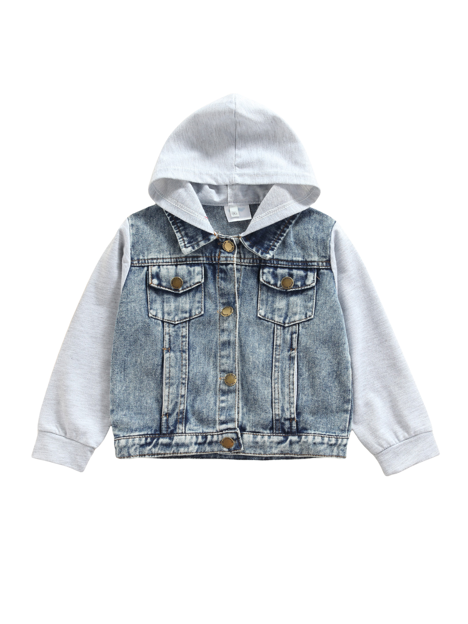 Fortune Veste en Denim pour Tout-Petit Bébé Automne à Capuche Manteau d'Extérieur Enfants à Manches Longues à Capuche