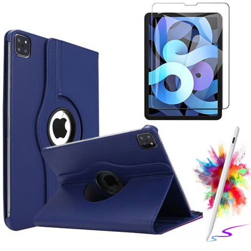 Case With Screen Protector With Stylus Pen for iPad Pro 11 inch Case (M5/M4) 2025/2024, Powerful Magnetic Attachment, Slim Rotating Stand Case Auto Wake/Sleep, Blue