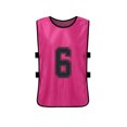 thumbnail image 2 of 12-Piece Kids' M Size Team Training Pinnies: 6 Fluorescent Green and 6 Pink Polyester Sports Vests with Clear Front/Back Numbers - Breathable, Absorbent, Washable for Football, Basketball, Volleyball, 2 of 7