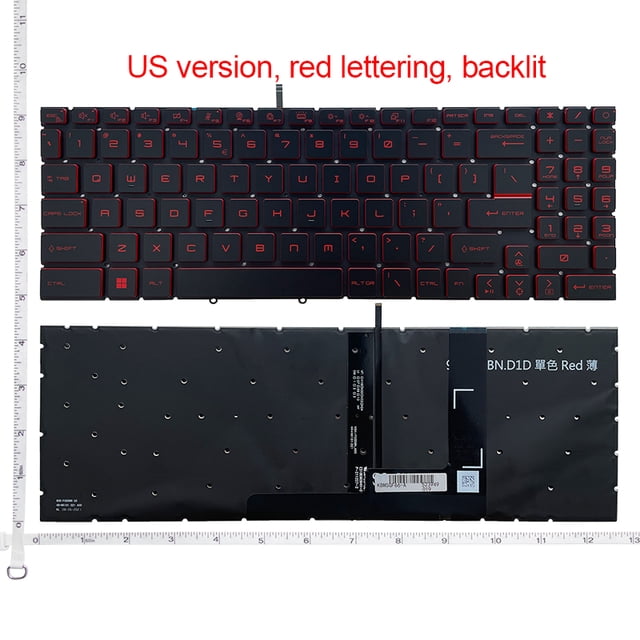 Clavier US RU pour MSI Crosshair 15 15-A11U 15-B12U B12UEZ GF66 MS-1582 GL66 GF76 GL76 MS-17L1 MS-17H3 V203222CK1 Rétroéclairé US Rouge Rétroéclairage