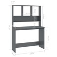 thumbnail image 4 of vidaXL Desk with Shelf High Gloss Grey 110x45x157 cm Engineered Wood, 4 of 5