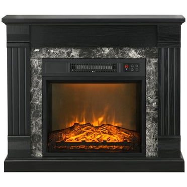 HOMCOM Electric Fireplace Heater w/ Realistic Flame, Adjustable Temperature
