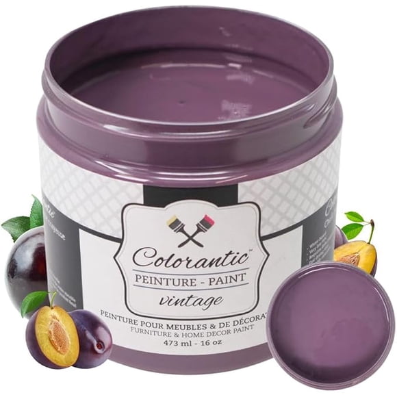 COLORANTIC / Autumn Plum Peinture à la Craie / Violet Aubergine Profond / Bricolage Relooking de Meubles et Déco Maison / Fini Mat / 16 oz